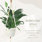 BB FUN HOUSE Macrame Plant Hanger Indoor Hanging Planter Basket with Wood Beads Decorative Flower Pot Holder No Tassels for Indoor Outdoor Boho Home Decor 35 Inch (POTS NOT Included)