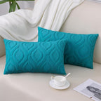 decorUhome Cozy Textured Throw Pillow Covers 12x20 Inch Set of 2, Soft Plush Faux Wool Teal Accent Couch Pillow Covers for Modern Farmhouse Sofa Bed Living Room