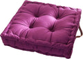 vctops Square Solid Color Velvet Seat Cushion with Handle Tufted Thicken Chair Pad Tatami Floor Pillow Cushion 16.5"x16.5"x4" Purple