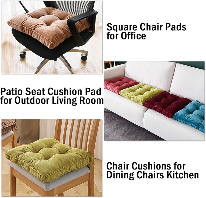 Tiita Chair Cushions 18x18 Inch, Square Seat Pad with Ties, Dining Chairs Cushion for Kitchen Set of 2, Grey