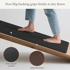 GENIMO Kitchen Mats for Floor 2PCs, Washable Anti Fatigue Mat for Cushioned, 17.3"x47"+17.3"x30", Waterproof Kitchen Rugs, Non Slip Comfort Standing Mat Rug for Home, Sink, Laundry, Pure Black