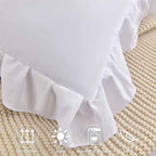 Nanko Body Pillow Case Cover 1 Pack 20x54, White Ruffled Boho Soft Shabby Chic Microfiber Extra Long Decorative Pillow Covers/Pillow Shams, Comfortable Body Pillowcase for Women Men