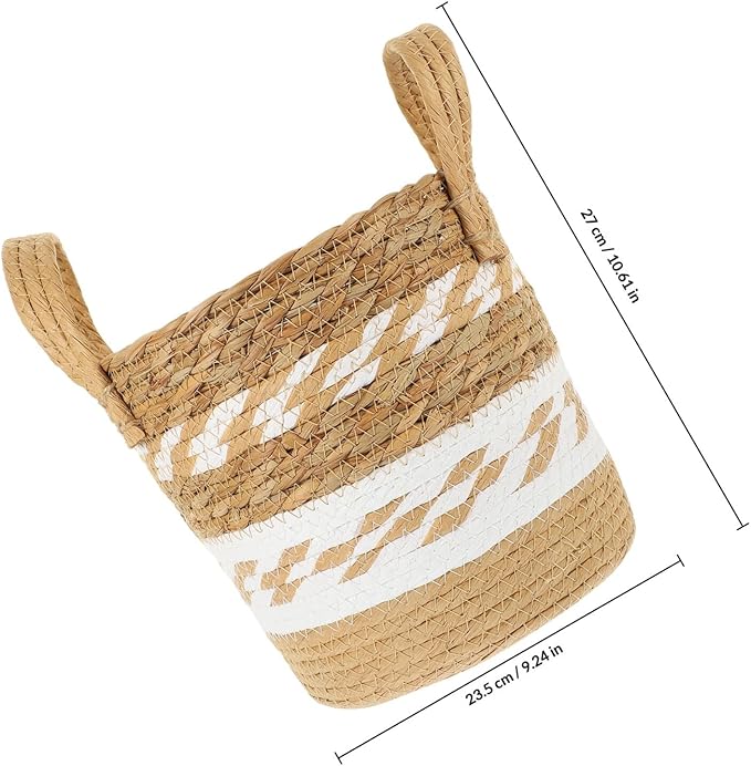Happyyami Woven Seagrass Plant Basket Planter for Indoor Plants, Large Handwoven Straw Planter with Liner, Floor Storage Basket for Home and Garden Decor