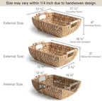 StorageWorks Hand-Woven Storage Baskets with Wooden Handles, Water Hyacinth Wicker Baskets for Organizing, 2 Pack