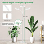 Grow Lights for Indoor Plants, 3 Head Full Spectrum Plant Light with 68" Adjustable Stand for Growing Large Tall Plants, White Halo Floor LED Grow Lamp with 16 Hour Timer