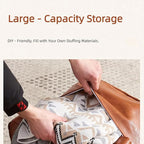 Pouf Ottoman - Unstuffed Handmade Faux PU Leather Moroccan Style, Eco-Friendly Pouf Cover with Storage Potential, Foot Rest for Living Room, Floor Chair Gifts for Men & Women (Vintage Orange)