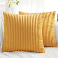 Simmore Decorative Spring Euro Sham Throw Pillow Covers 24x24 Set of 2, Soft Natural Plush Flannel Double-Sided Fluffy Couch Pillow Covers for Sofa Living Room, Mustard Yellow