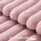 Pallene Faux Fur Plush Throw Pillow Covers 22x22 Set of 2, Luxury Soft Fluffy Striped Decorative Pillow Covers for Sofa, Couch, Living Room, Blush Pink