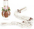 Handmade Macrame Plant Hanger with 2PCS Hooks, Elegant Hanging Plant Holder for Indoor Outdoor Plants, Sturdy Hanging Planters with No Tassel, 33 Inch, Ivory