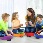 HONEY JOY 6PCS Floor Cushions for Kids, 15 Inch Flexible Alternative Portable Classroom Seating w/Handles, Easy to Clean, 3 Inch Thick Soft Foam Circle Comfy Seats for Daycare Preschool(Round, Red)