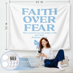LIANGW Blue Bow Christian Tapestry, Inspirational Christian Tapestry for Women, Bible Bow Aesthetic for Girls Bedroom or Dorm Room，Based Blue Room Decor Aesthetic 50x60 inches 50x60 inch