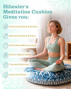 Hihealer Meditation Cushion, Large Velvet Floor Pillow for Yoga, Meditation & Mindfulness, Supportive Memory Foam Bolster (Blue)