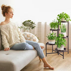 iDavosic.ly 5 Tier Large Plant Stand Indoor, 10 Inch Wide Tall Corner Metal Plant Stands Outdoor for Multiple Plants, Folding Tiered Flower Display Holder Rack Shelf, Violet Bronze
