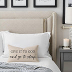 Christian Pillow Covers 12x20 Inch Set of 2 – Warm Cream Lumbar Case – Relax God’s Got This/Give It to God and Go to Sleep – Neutral Faith Throw Pillows Cases for Bed or Couch