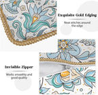 KSLIDS Vintage Floral Soft Velvet Throw Pillow Covers Set of 2 Blue Yellow Flower Birds Decorative Pillow Covers 16x16 Inch Chinoiserie Country Pillow Case for Sofa Couch Bedroom Farmhouse Home Decor