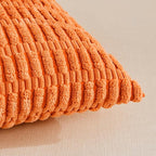 Fancy Homi 4 Packs Orange Fall Decorative Throw Pillow Covers 18x18 Inch for Couch Living Room Bed Sofa, Halloween Pumpkin Autumn Home Decor, Soft Cute Plush Corduroy Striped Cushion Case 45x45 CM