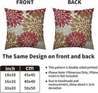 Brown Red Pillow Covers 20X20 Inch Set of 2, Dahlia Flower Spring Summer Floral Cream Decorative Throw Pillow Covers Outdoor Modern Farmhouse Cushion Case for Home Couch Sofa Bed Decor