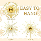 3 Pack Gold Sunburst Mirrors for Wall Decor Circle Flowers Mirrors Decorative Gold Hanging Wall Art Flowers Mirror for Home Living Dinning Room Bedroom Bathroom Boho Decoration(Cute)