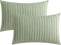 JELLYMONI Pillowcases King Size Light Green 2 Pack Boho Striped Bed Pillow Covers 20x36in Polyester Envelope Pillow Shams Tufted Bohemian Textured (Pillows are not Included)