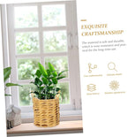 TOYANDONA Woven Basket with Liner Flower Pots Outdoor Basket for Plant Seagrass Pot for Plants Indoor Rattan Decorations Small Wicker Planter Indoor Tabletop Decor Planter Decor Khaki Iron