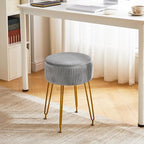 IBUYKE Velvet Storage Footrest Stool Ottoman, Makeup Vanity Stool Side Table with Golden Steel Legs Removable Cover, Coffee Table Top Cover, Grey LG-20G