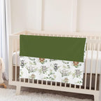 Cute Jungle Safari Animals Green Leaves Baby Blankets for Girl Boy Lion Giraffe Elephant Zebra Soft Mink Dotted Backing Double Layer Swaddle Blanket Bed Throw for Newborn Infant Toddler Nursery 30x40