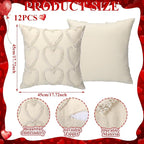 Oudain Set of 2 Heart Love Cute Decorative Throw Pillow Covers, 18 x 18 Inches Soft Plush Faux Fur Pillow Covers for Couch Sofa Indoor Outdoor Home Decoration