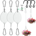 2026New 3Pcs Retractable Plant Hanger with Leaf Texture,44Lbs Load Capacity,Auto Lock,Adjustable Hook for Hanging Plants,Bird Feed,Wind Chimes,Garden Pots,Rust-Proof Stainless Steel,White