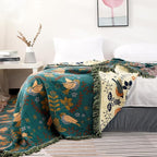 Boho Sofa Bed Large Throw Blanket, Ultra Soft Luxury King Throw Quilt, 100% Organic Cotton Reversible Bohemian Throw for Couch Chair Bedspread and Gift, 91" x 98"-Teal