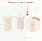 Mkono 2 Pcs Macrame Wall Hanging Boho Wall Art Decor Woven Chic Bohemian Room Decor for Bedroom Nursery Living Room Dorm Apartment, Small Size 13" L x 10" W and 16" L x 10" W