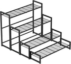 Garden 4 you 4 Tier Stair Style Large Metal Plant Stand Stackable, Garden Display Shelf Flower Pot Holder Storage Organizer Rack for Indoor Home Outdoor Patio Balcony Yard( Black,Rectangle)