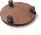 Wood Riser for Decor, 2 Pack Wood Pedestal Stand for Display, Round Wooden Tray for Kitchen Counter, Wooden Pedestal Stand for Plant Pot Indoor (Round - Brown)
