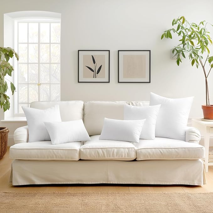 MIULEE Set of 2 Throw Pillow Inserts 12x20 Inches, 100% Virgin Filling Nonwoven Pillow Inserts for Couch Sofa Living Room