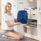 Asuprui 20x14 Inch Unstuffed Ottoman Pouf Cover – Lightweight Foot Rest, Floor Bean Bag Chair, Storage Pouf for Living Room, Bedroom & Balcony (Filler Not Included) (Navy Blue)