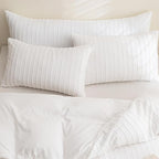 JELLYMONI Pillowcases Body Size White 1 Pack Boho Striped Bed Pillow Covers 20x54in Polyester Envelope Pillow Shams Tufted Bohemian Textured (Pillows are not Included)