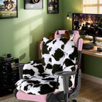 Comfy Office Chair Cushion: 17.5" L x 17.5" W x 18" H Cute Seat Cushion Kawaii Cushion for Gaming Chair with Backrest Non-Slip Floor Seating for Adults and Pets Cow Stuff for Room Decor