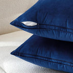 MIULEE Navy Blue Velvet Throw Pillow Covers 20x20 Soft Decorative Solid Square Cushion Cases Pack of 2 Modern Luxury Home Decor for Couch, Sofa, Bedroom