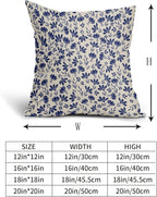 Navy Blue Floral Pillow Covers 20x20 Set of 2 Vintage Rustic Old Style Cute Small Flower Blue Cream Print Decorative Outdoor Pillowcases Farmhouse Throw Cushion Case Decor for Couch Sofa Bed