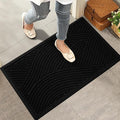 Sturdy Front Door Mat, Absorbent Muddy Dirt Resist Welcome Door Mats Outdoor Indoor, Stain and Fade Resistant, Non-Slip Backing Entry Mat Low Profile Doormat for Entryway, 36×24, Black