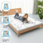 Japanese Floor Mattress, 3.5" Thicken Ink Wash Floral Pattern Portable Futon Mattress, 100% High-Density Foam Tatami Mat Sleeping Pad for Camping Guest Room Dormitory RV, White, Full