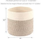 Cotton Rope Plant Basket Modern Woven Basket Pot Indoor Planter Up to 8 Inch Pot Storage Organizer Basket Rustic Home Décor (8.5''x8.5'', Grey&White)
