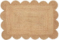 Weaving Cottage Scalloped Natural Jute Area Rug | Beige, 2X3 FT Handwoven Jute Doormat | Eco-Friendly, Durable, and Stylish | Perfect for Living Room, Bedroom, and Entryway