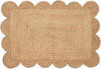 Weaving Cottage Scalloped Natural Jute Area Rug | Beige, 2X3 FT Handwoven Jute Doormat | Eco-Friendly, Durable, and Stylish | Perfect for Living Room, Bedroom, and Entryway