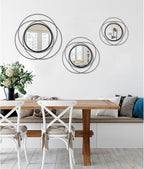Round Decorative Wall Mirror, Black Metal Mirrors, Art Small Round Wall Home Mirror, Decor Living Room Bedroom Bathroom Entryway 20"