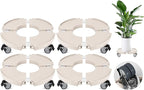 ToLanbbt 4 Pack Plant Caddy Stands with 360° Wheels Adjustable 15-22 in Rolling Stands Heavy Duty Large Plant Carts Dolly with Casters 440lbs Capacity for Large Planter, Garden Pot, Flower Pot, Beige