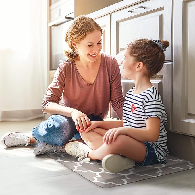 WISELIFE Kitchen Runner Rugs Anti-Fatigue mats - 4/5 Inch Non Slip Waterproof Ergonomic Comfort Mat for Kitchen, Floor Home, Office, Sink, Laundry (17.3"x 28",Khaki)