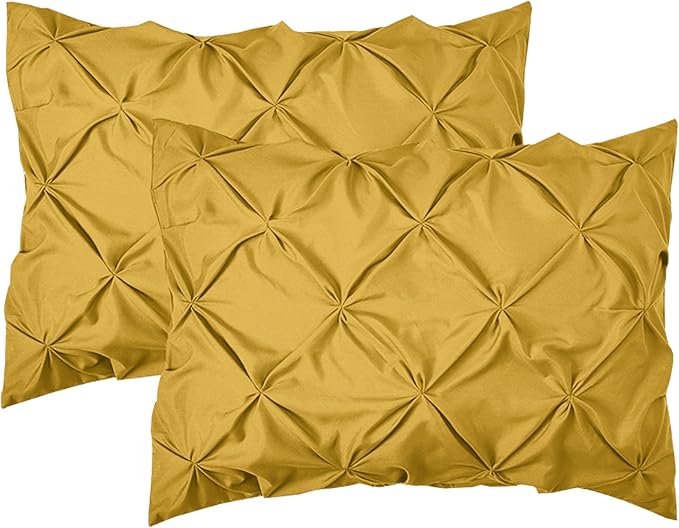 Elegant Comfort 2-Pack Sham Set Pinch Pleat Design, 1500 Premium Hotel Quality Microfiber, Stylish Design-Easy Care, Wrinkle and Stain Resistant, 2-Piece Sham Set, Pleated King, Mustard Yellow