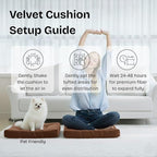 Meditation Floor Pillow Set of 2, Large Velvet Floor Pillows for Sitting, Tufted Floor Seating Cushions for Adults, Big Pillows for Yoga & Living Room, 22x22 Inch, Brown