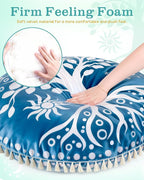 Hihealer Meditation Cushion, Large Velvet Floor Pillow for Yoga, Meditation & Mindfulness, Supportive Memory Foam Bolster (Blue)
