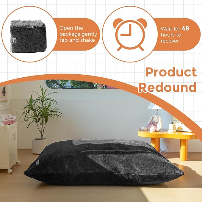 MAXYOYO 3 in 1 Kids Bean Bag Chair Bed, Child Floor Sofa for Gaming, Reading, Faux Fur Floor Mattress with High-Density Foam Filling for Living Room Bedroom